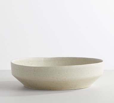 Reactive Glaze Decorative Bowl, White, 12"W - Image 1
