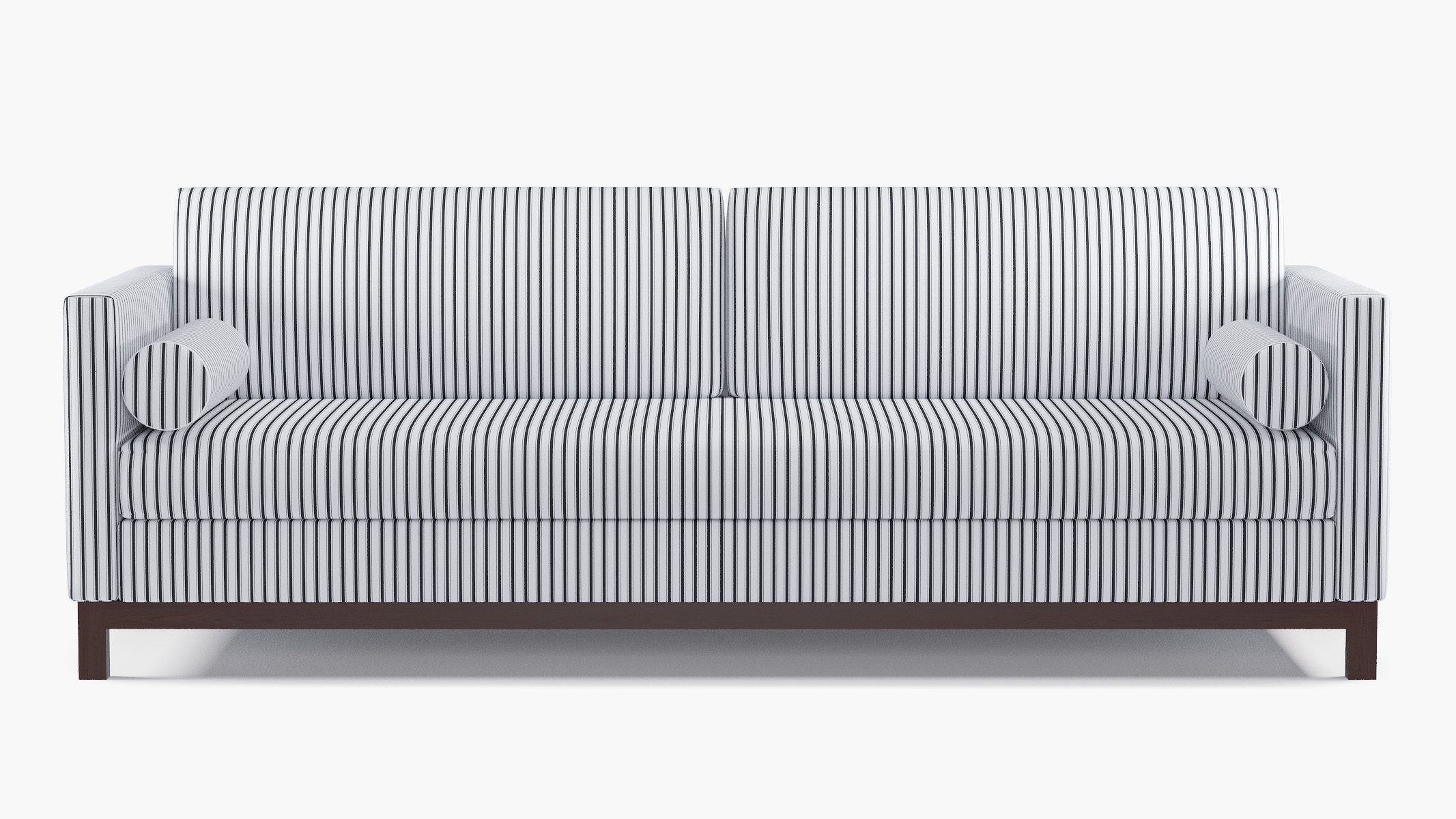 Tailored Tuxedo Sofa, Black Classic Ticking Stripe, Espresso Wood Rail - Image 0