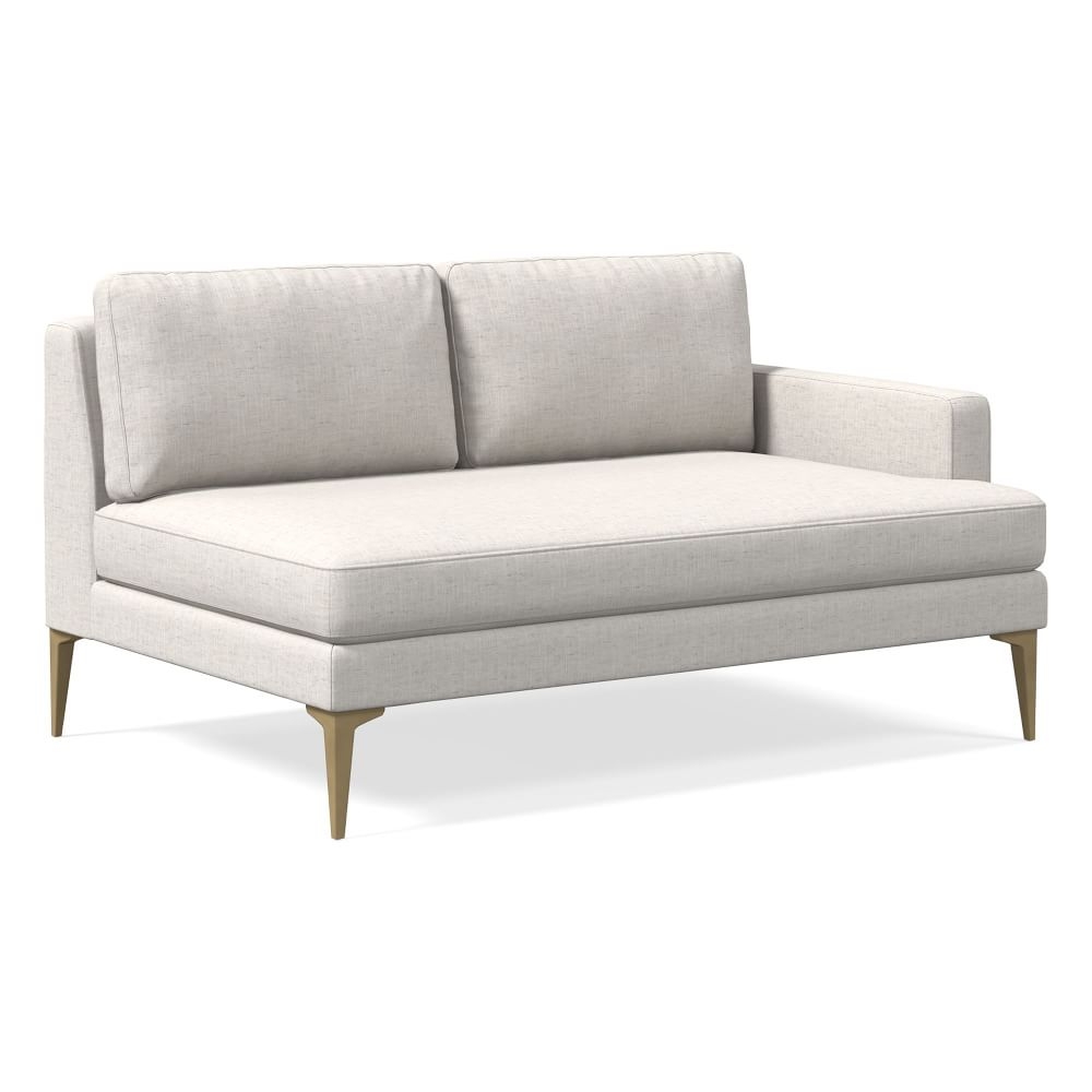 Andes Right Arm 2 Seater Sofa, Poly, Performance Coastal Linen, White, Blackened Brass - Image 0