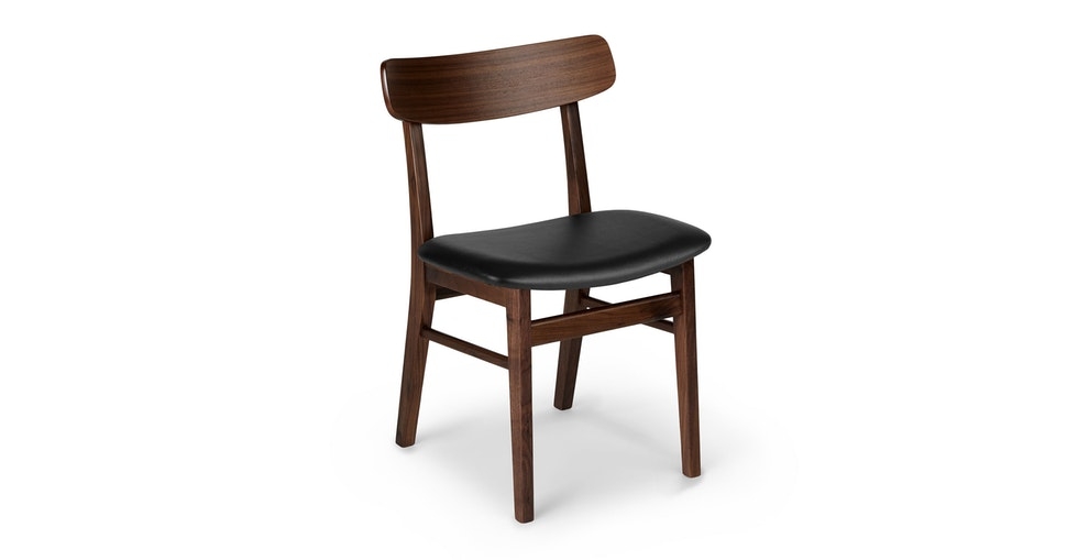 Ecole Black Leather Walnut Dining Chair - Image 0