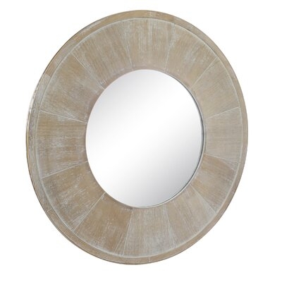 Stonebriar 27.5" Circular White Wash Wooden Mirror For Wall - Image 0