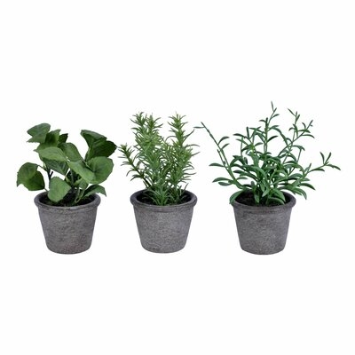 3 Piece Artificial Herbs Plant in Pot Set - Image 0