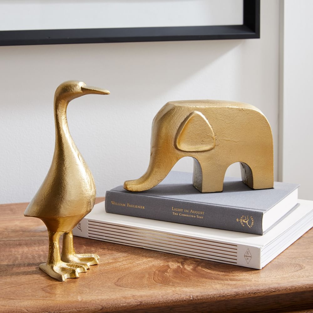 Metal Animal Objects, Brass, Set Of Duck & Elephant Bom - Image 0