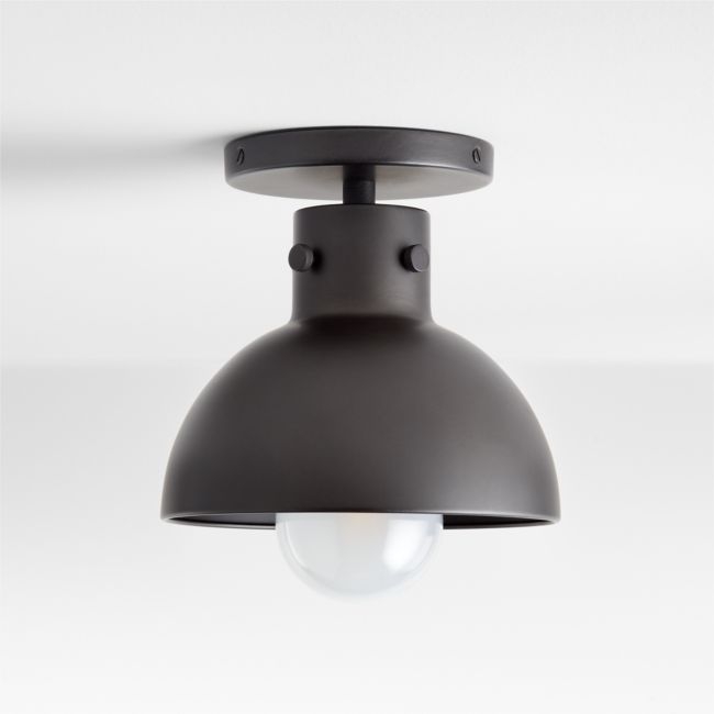 Dakota Black Flush Mount Light with Small Black Dome 7.5" - Image 0