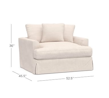 Sullivan Fin Arm Slipcovered Deep Seat Chair-and-a-Half, Down Blend Wrapped Cushions, Performance Heathered Basketweave Dove - Image 2