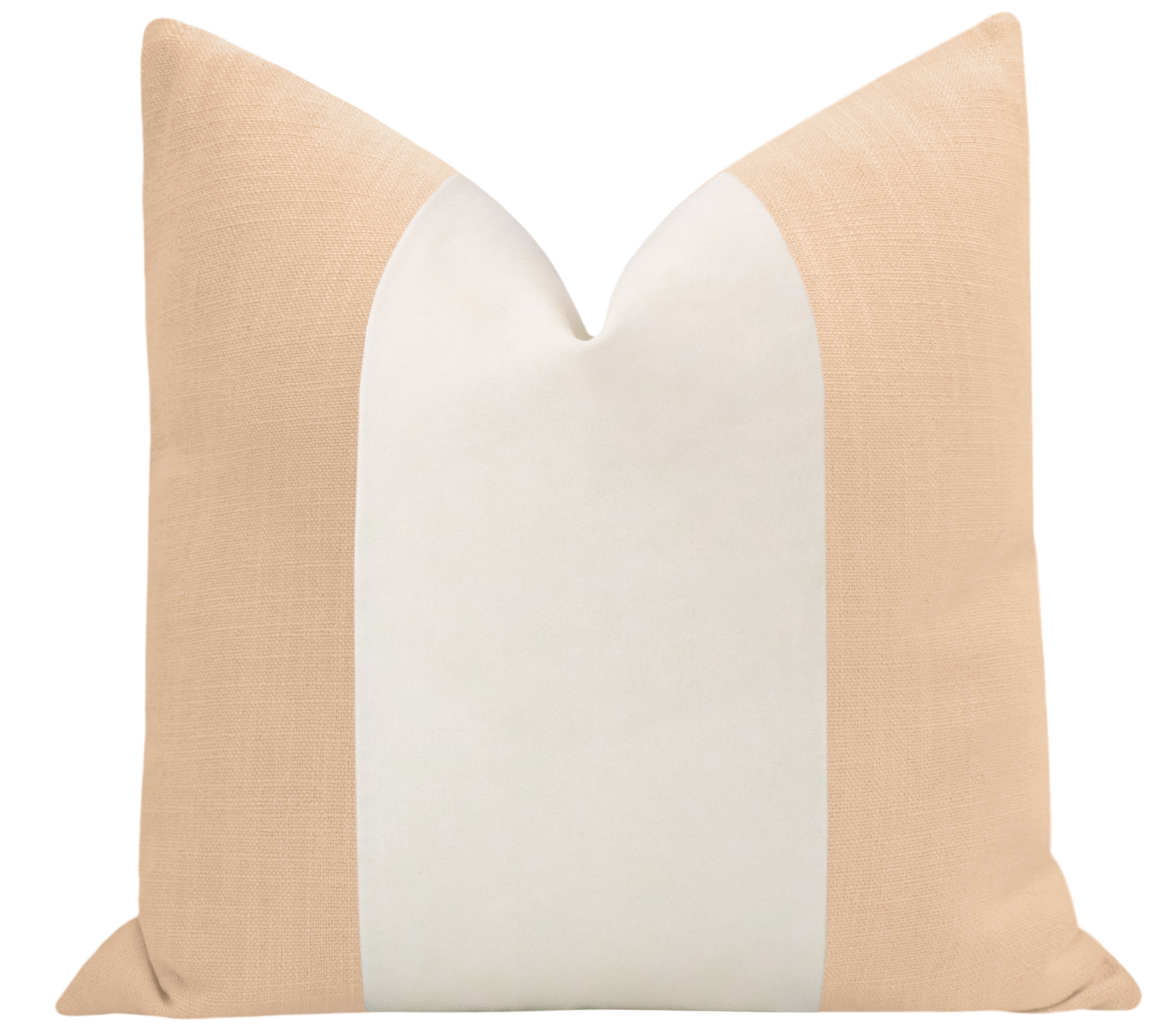 FINAL SALE : PANEL COLORBLOCK :: 22" X 22" SIGNATURE LINEN // CAMEO + ALABASTER PANEL PILLOW COVER - 22" X 22" - Image 0