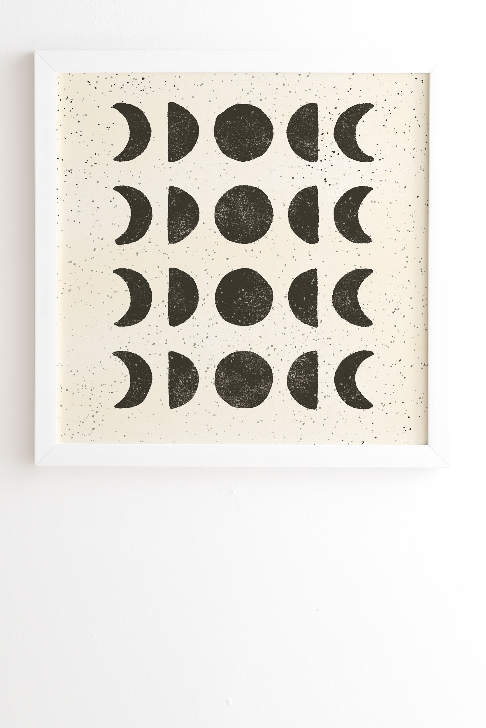 Moon Phases Black Cream by Pauline Stanley - Framed Wall Art Basic White 8" x 9.5" - Image 1