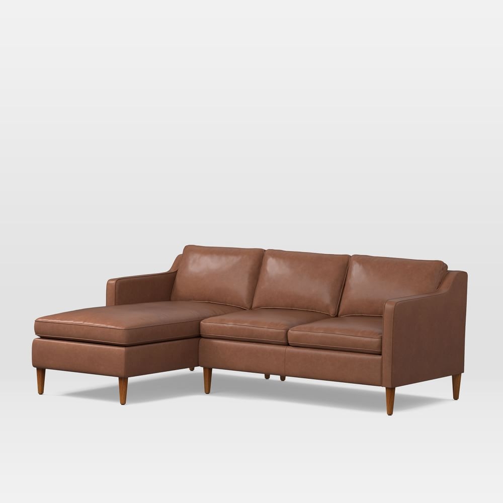 Hamilton 83" Left 2-Piece Chaise Sectional, Charme Leather, Cigar, Pecan - Image 0