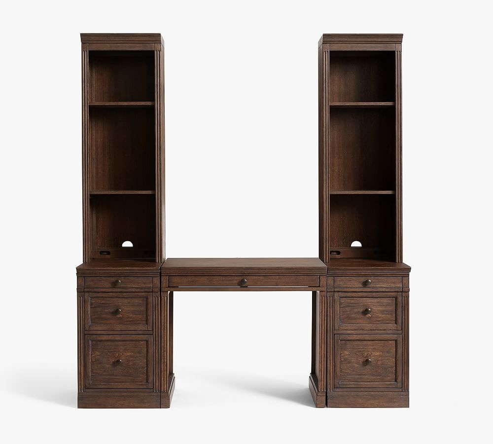 Livingston Desk with Bookcase Towers, Brown Wash - Image 0