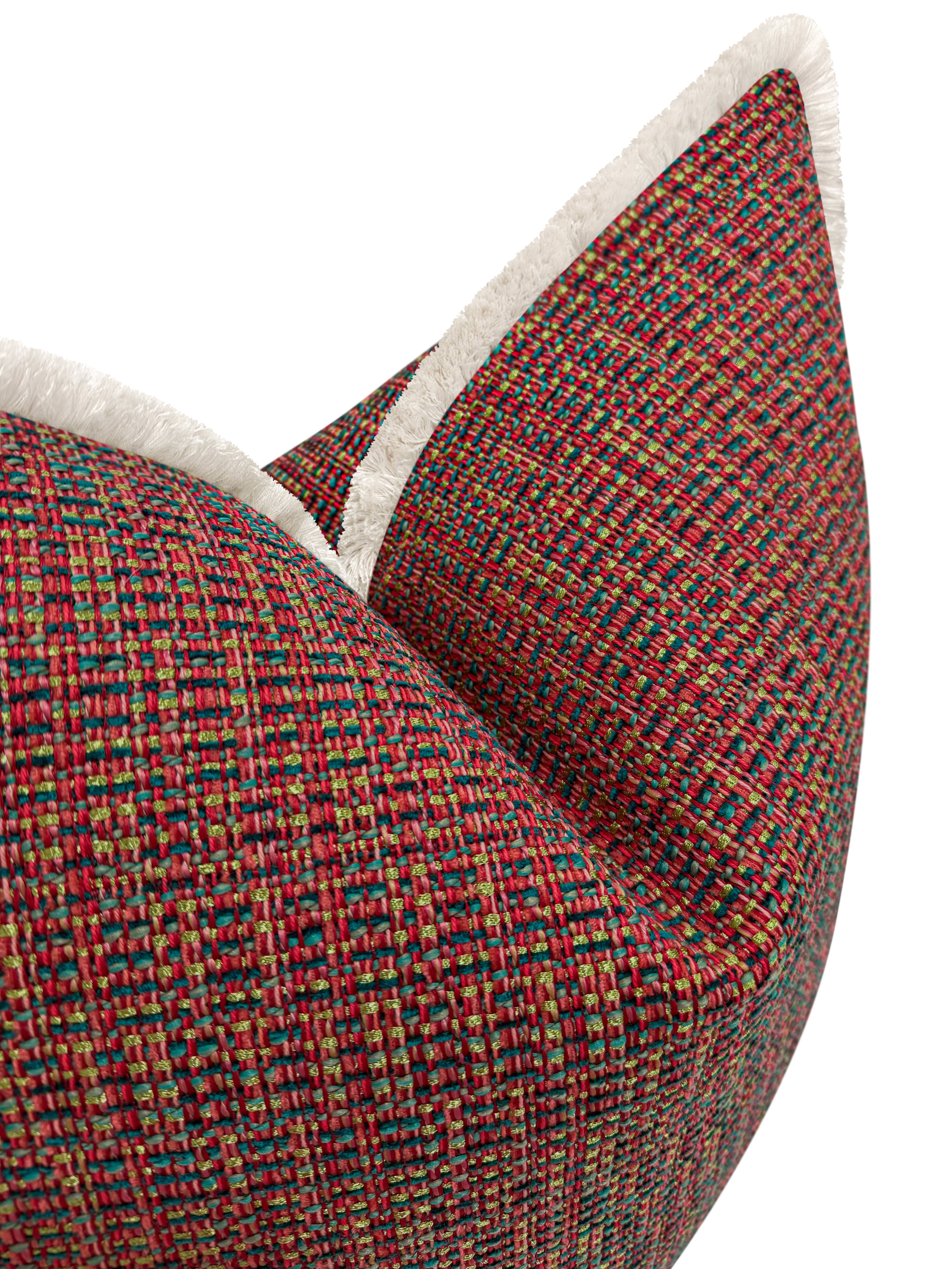 HEPBURN TWEED // REDS & BLUES | LDC - 22" X 22" / Bone Demi Fringe - Image 0