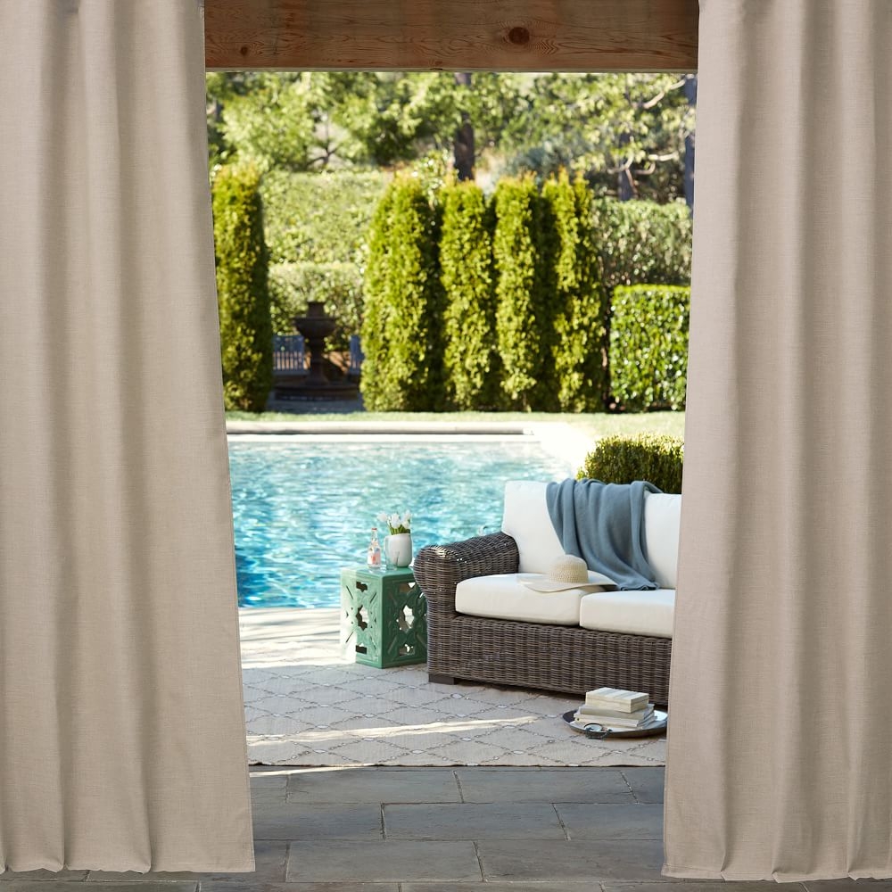 Sunbrella Indoor/Outdoor Solid Cast Curtain, Ash, 48"x84" - Image 0
