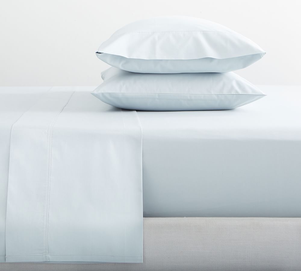 Classic 400-Thread-Count Organic Percale Sheet Set, Cal. King, Pearl Blue - Image 0