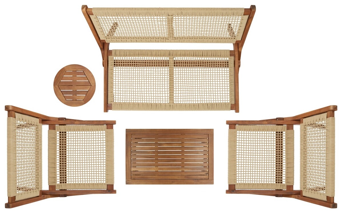Indoor-Outdoor Kobina 5Pc Outdoor Living Set - Natural/Natural - Safavieh - Image 5