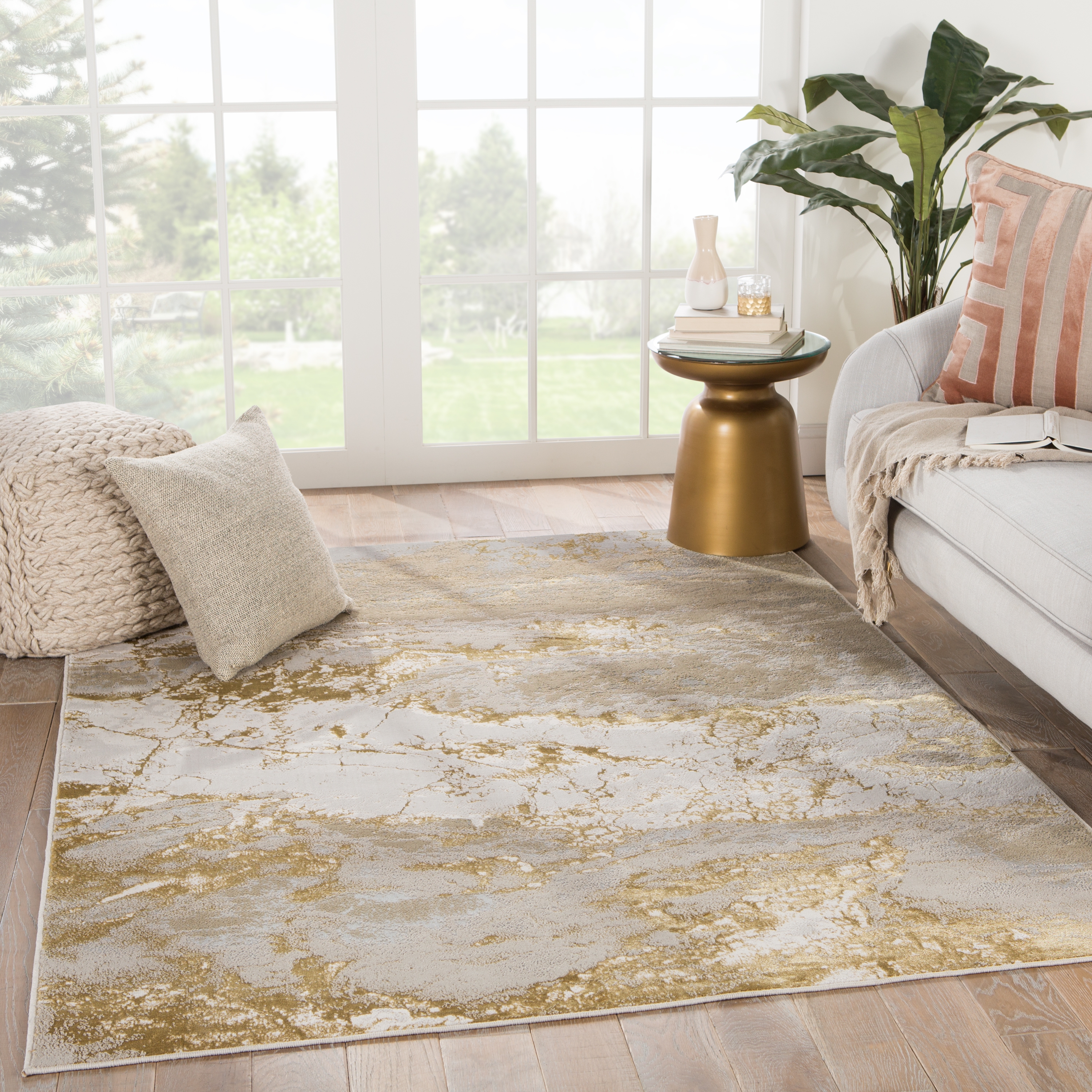 Cisco Abstract Gray/ Gold Area Rug (6'7"X9'6") - Image 4