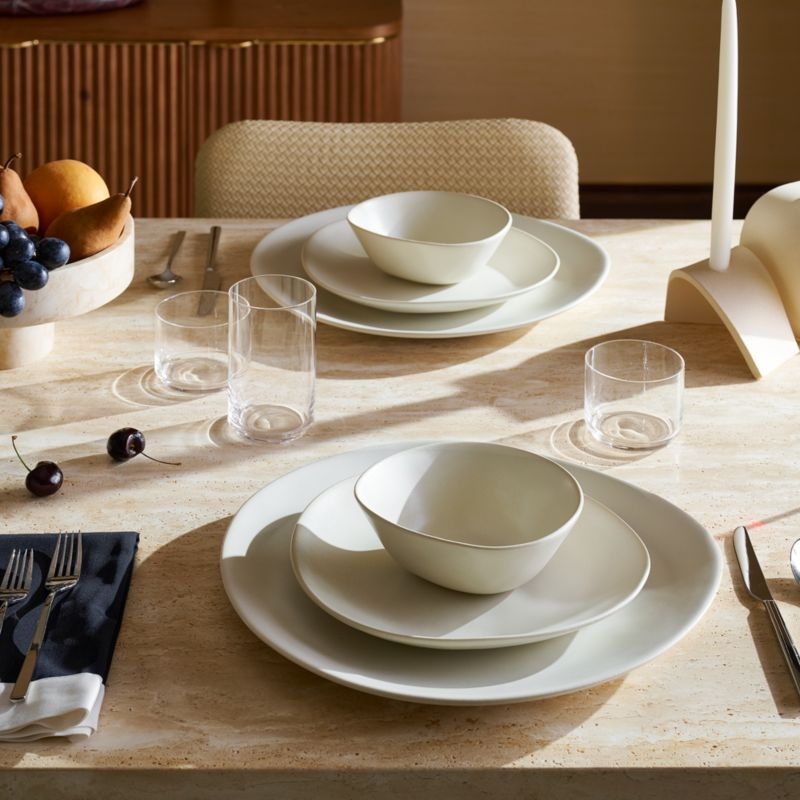 Selene 4-Piece Ivory Stoneware Dinnerware Set with Pasta Bowl - Image 1