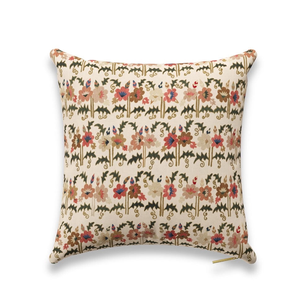 Pink Posy Suzani Pillow by St. Frank | 26" W x 16" H | Cotton/Silk/Linen - Image 1