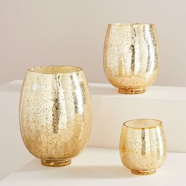 Crackle Jar Scented Candle, Gold, Small - Image 1