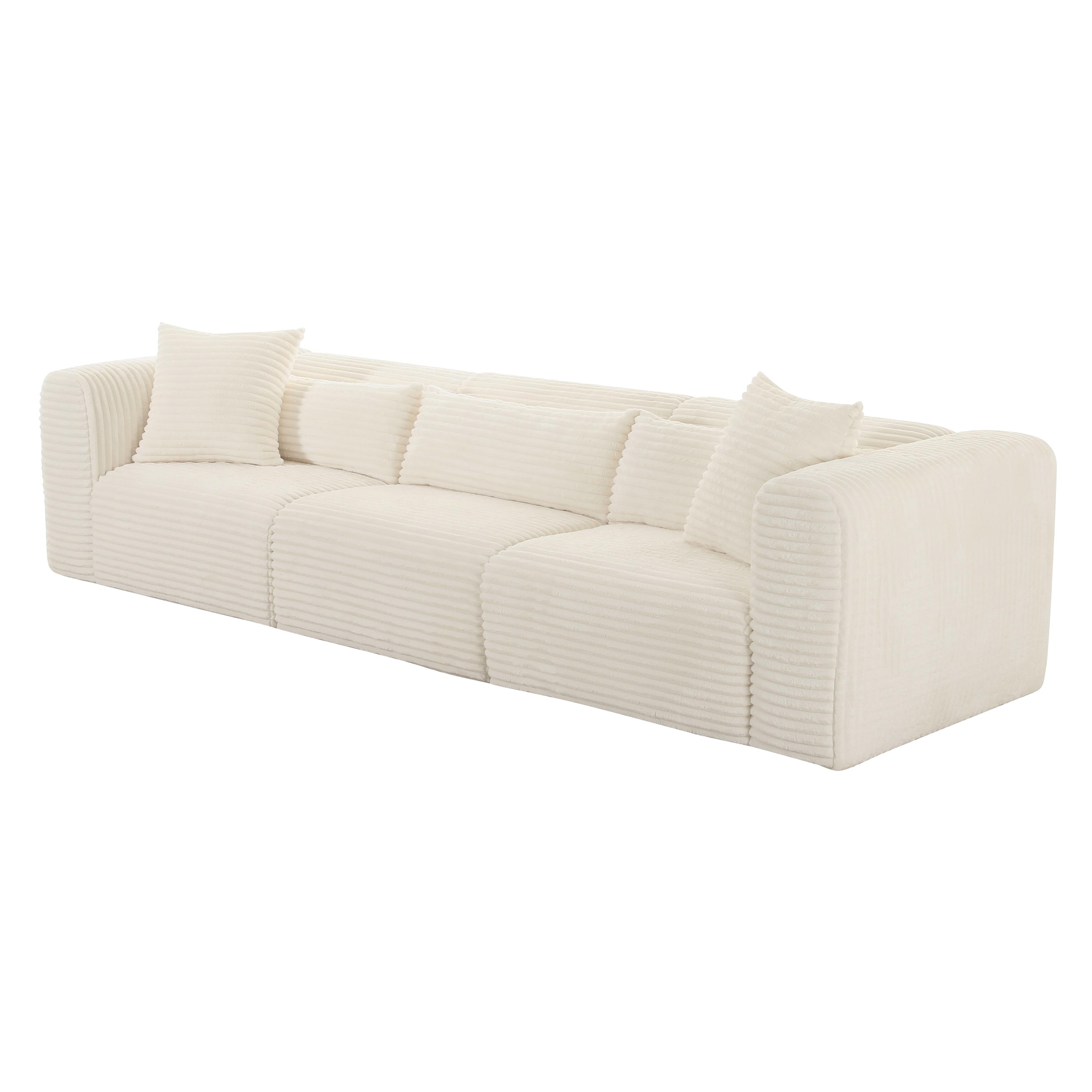 Tarra Fluffy Oversized Cream Corduroy Modular Sofa - Image 0