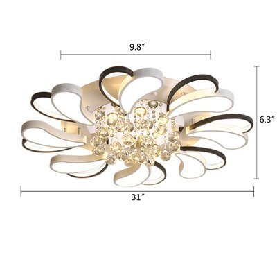Modern Gold Crystal Flower-Shaped LED Ceiling Light Eyes Protection High-Quality PC Energy Saving And Remote Control Dimming - Image 0