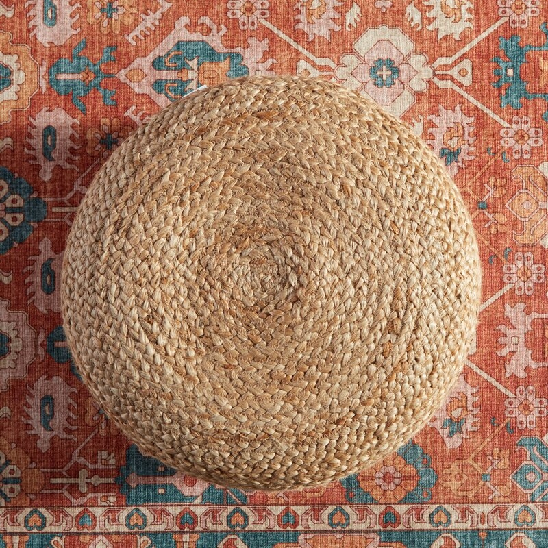 Teele 18'' Wide Round Pouf Ottoman, Natural - Image 6