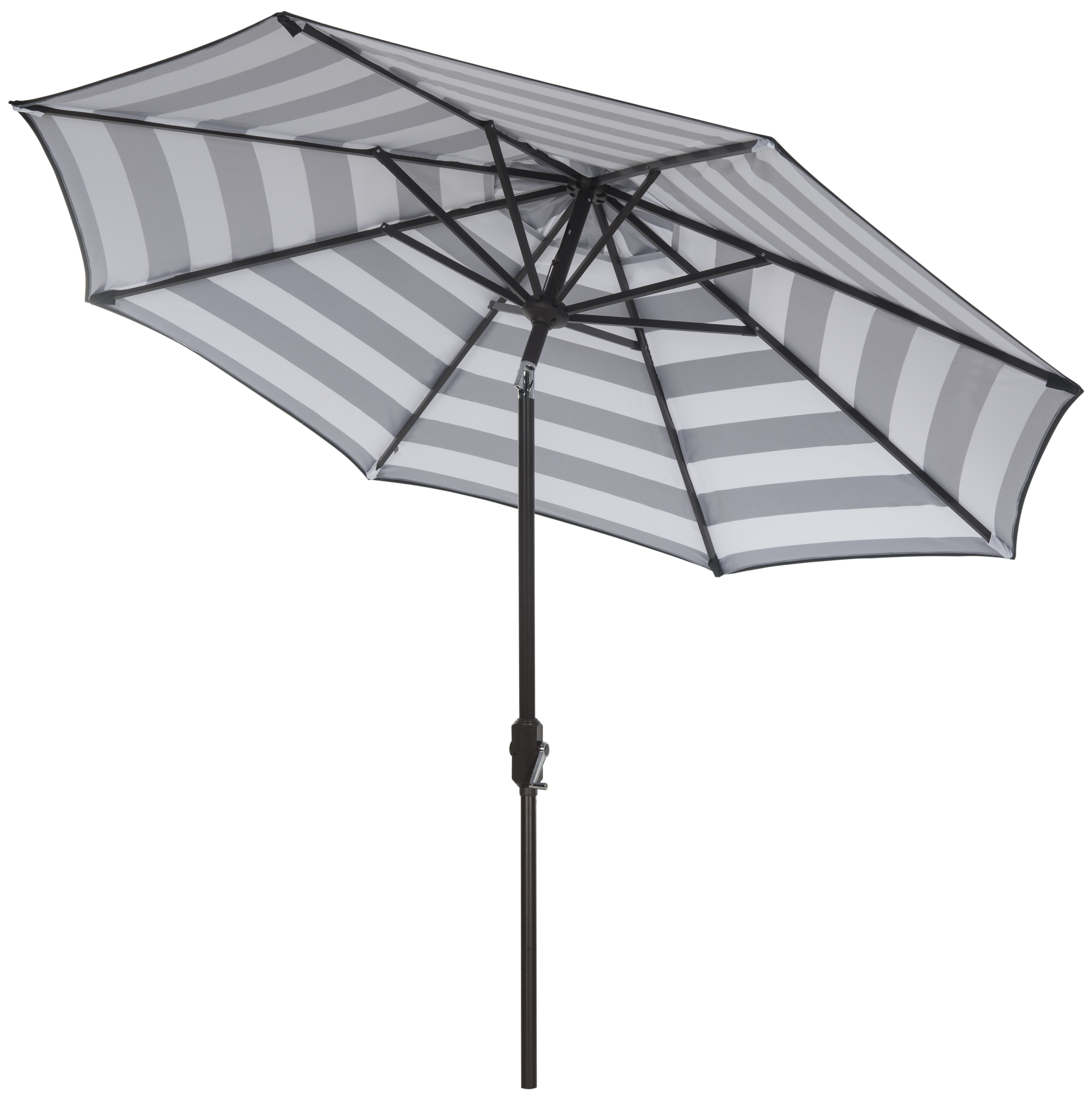 Uv Resistant Iris Fashion Line 9Ft Auto Tilt Umbrella - Black/White - Safavieh - Image 1