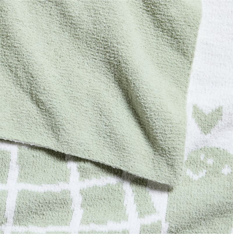Reversible Sleepy Baby Green Turtle Chenille Baby Stroller Blanket - Image 1
