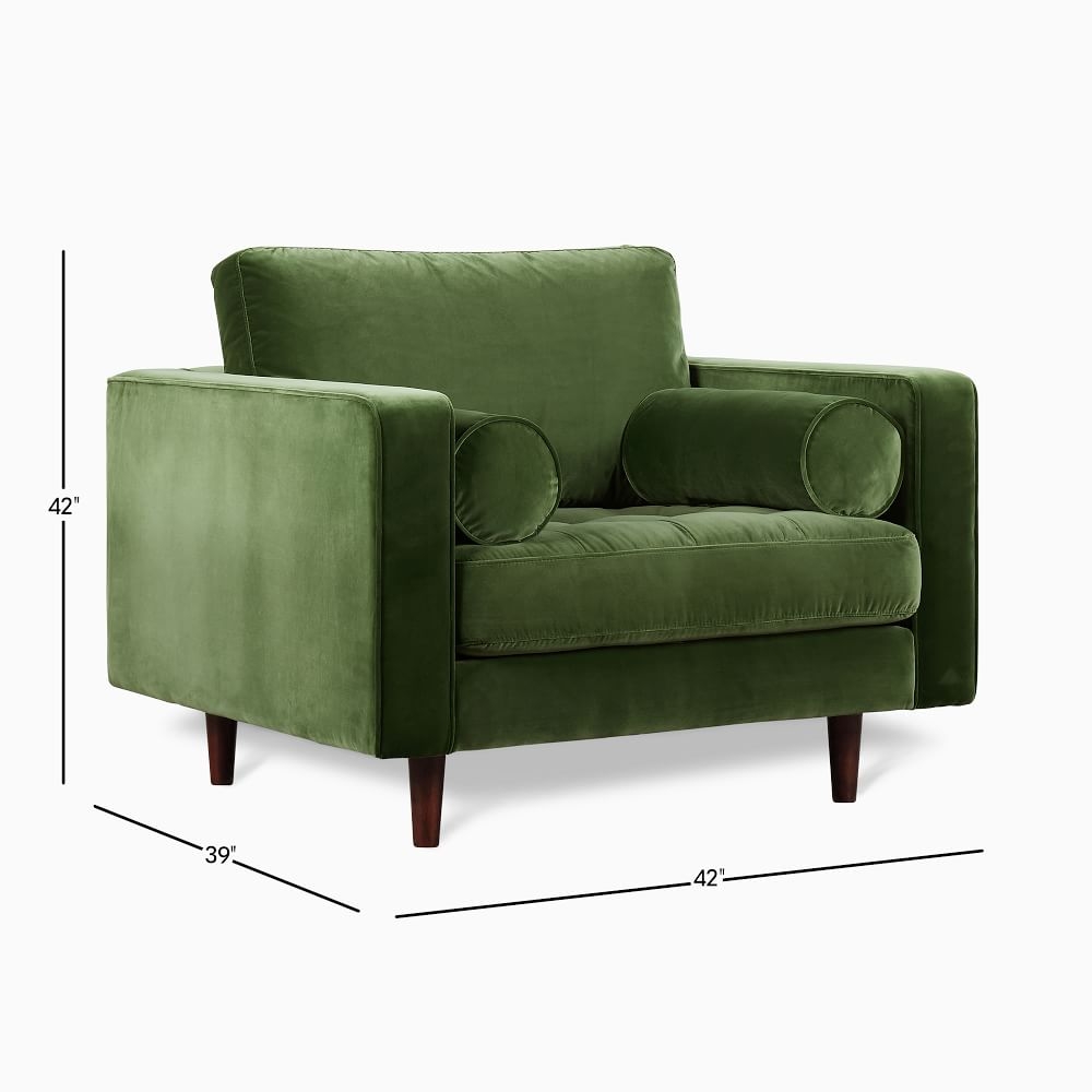 Dennes Chair Grass Velvet Walnut - Image 0