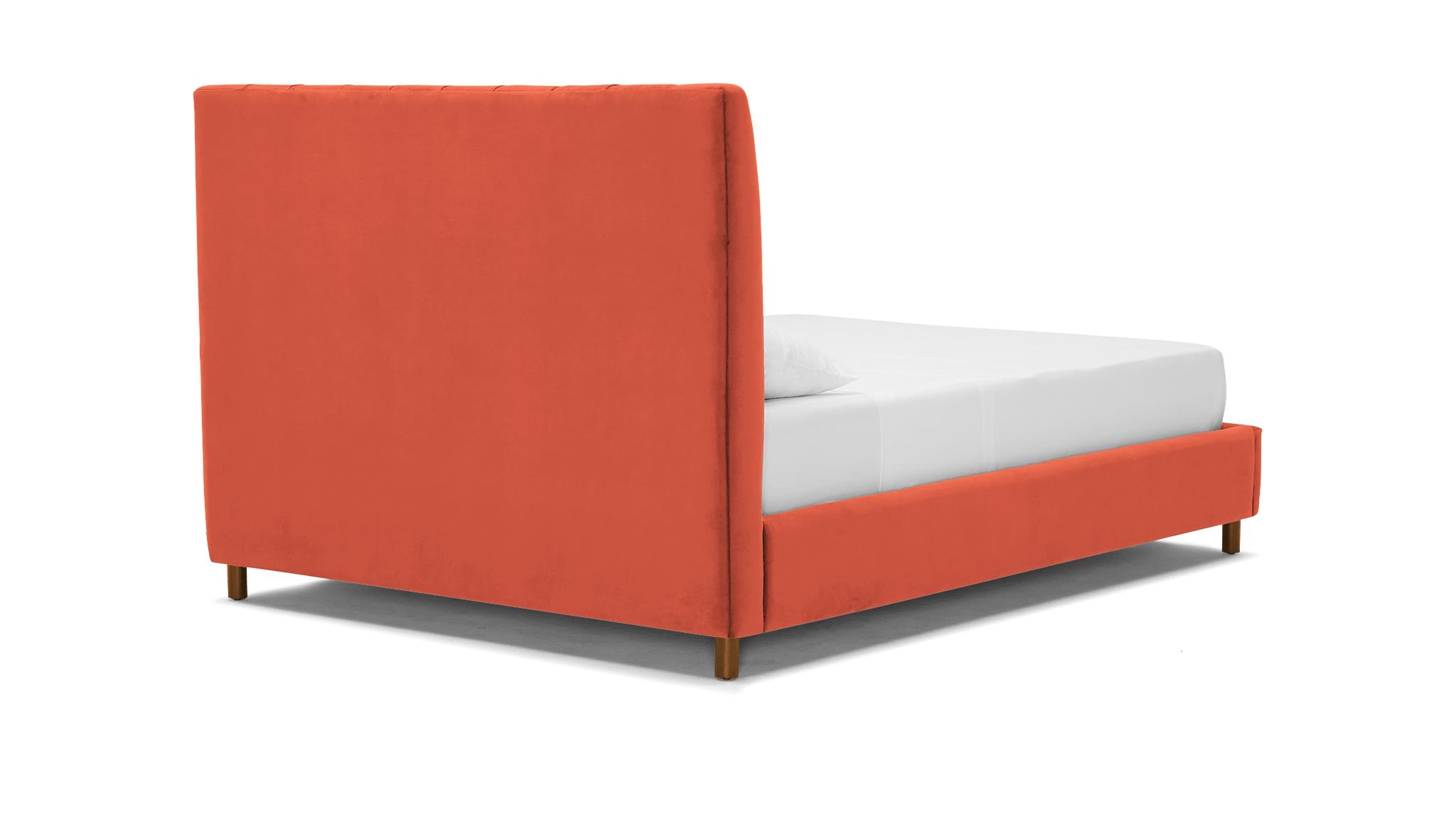Orange Lotta Mid Century Modern Bed - Key Largo Coral - Mocha - Queen - Image 3