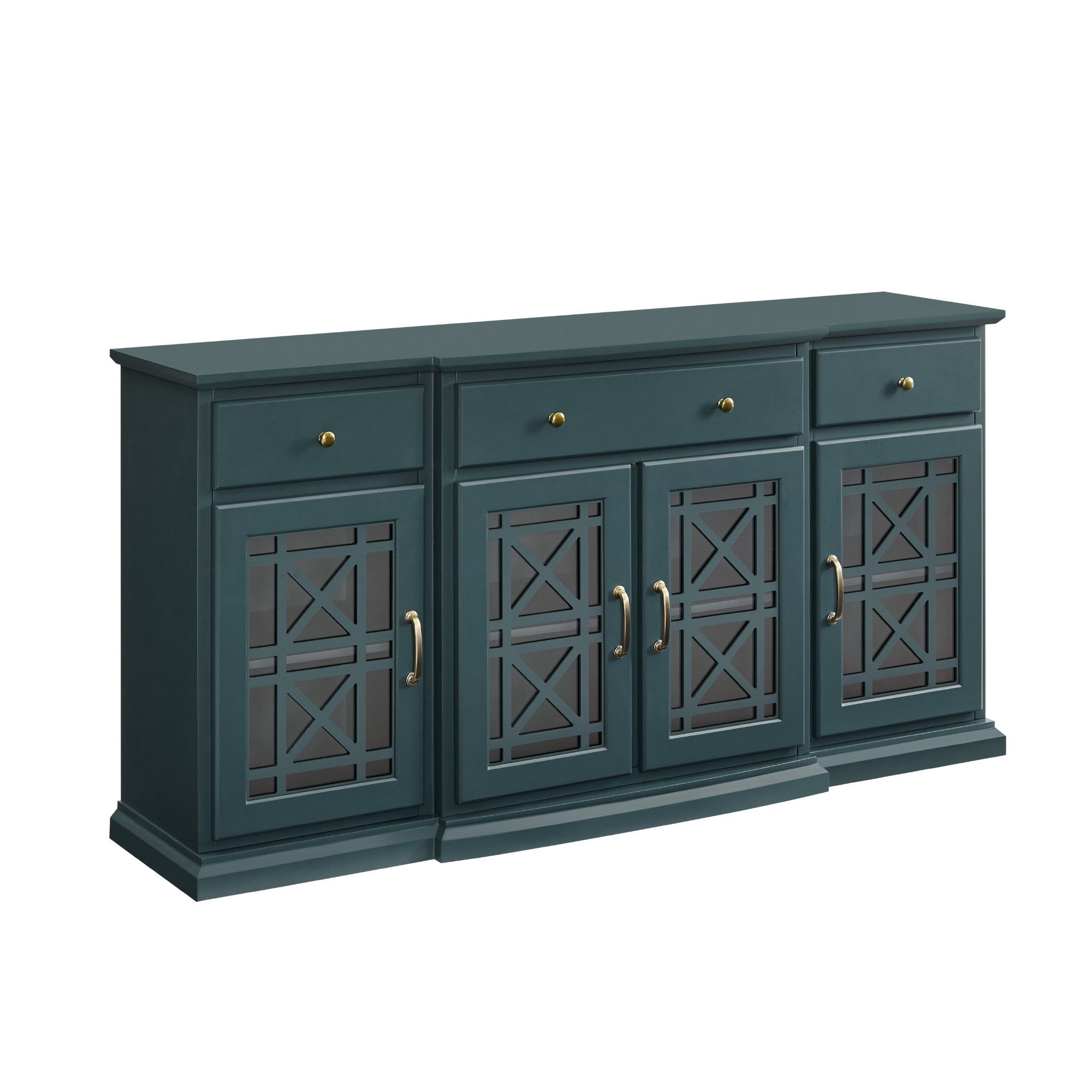 Landon 60" Tiered Fretwork Sideboard - Dark Teal - Image 1
