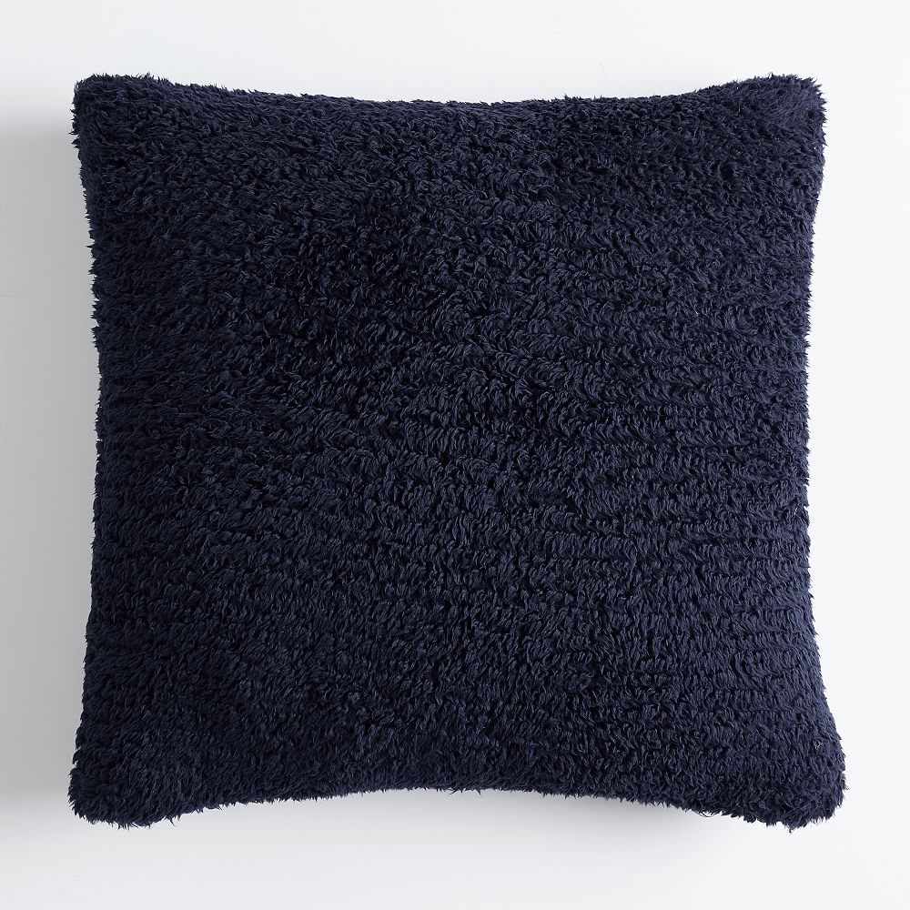 Cozy Euro Recycled Sherpa Pillow Cover, 26x26, Classic Navy - Image 0