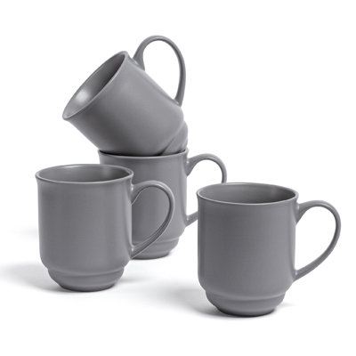 over&back Rimmed 16oz Semi-Matte Hand-Finished Stoneware Mugs, Set of 4 - Image 0