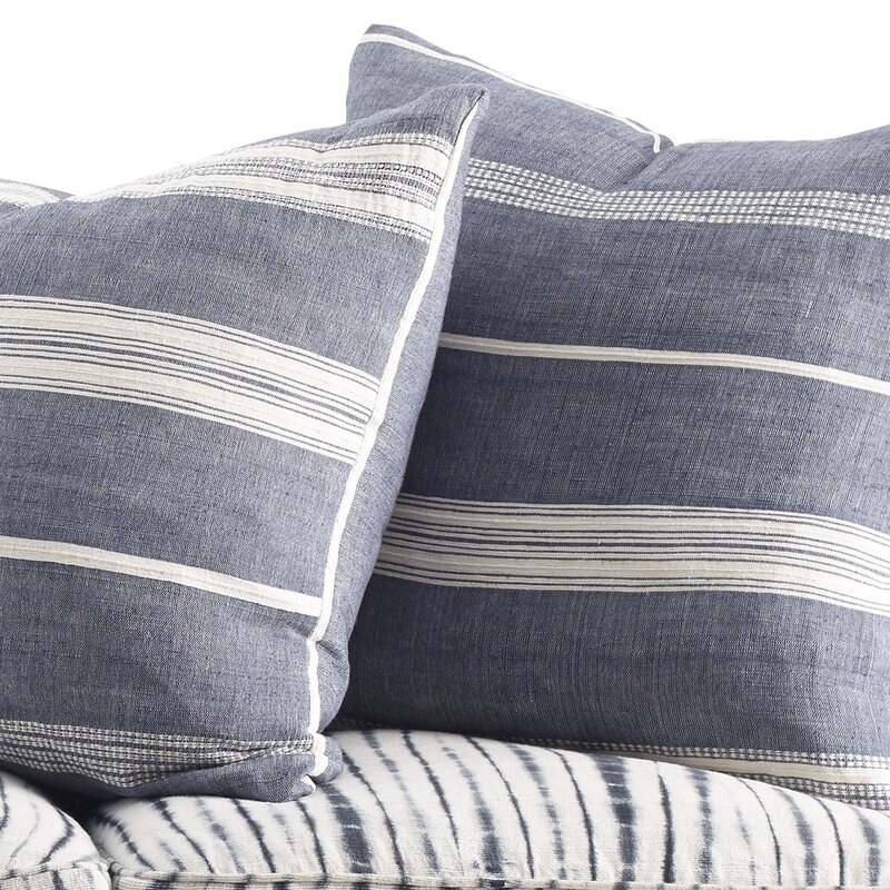 Imagine Home Cotton Euro Pillow Color: Navy/Natural Stripe - Image 0