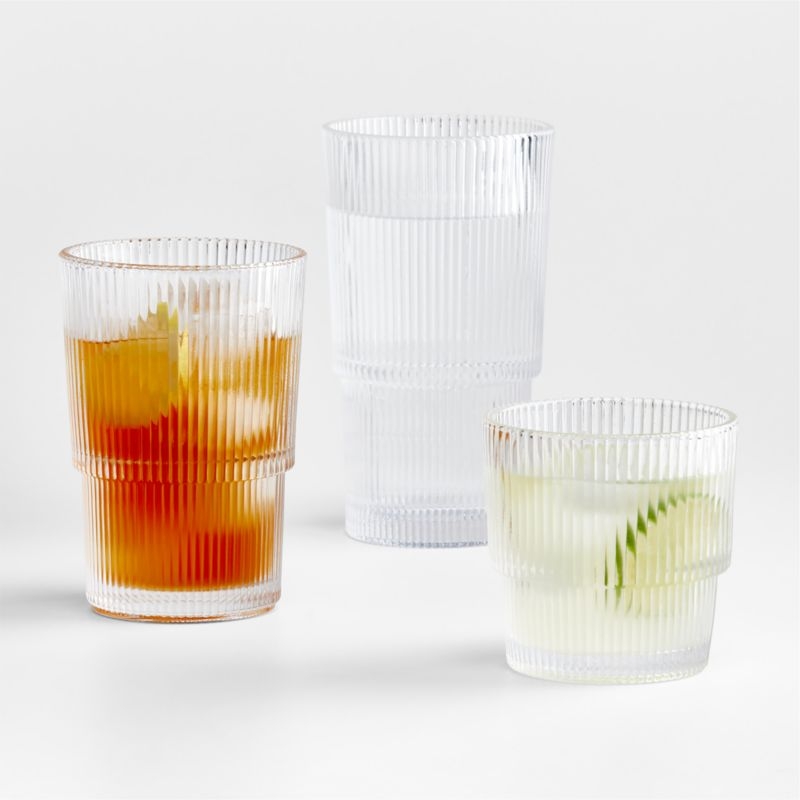 Atwell 18-Oz. Tall Stackable Ribbed Glass - Image 1