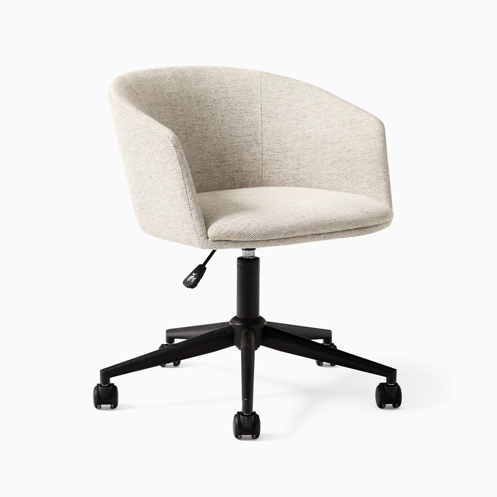 Deacon Swivel Office Chair, Twill, Dove, Black - Image 0