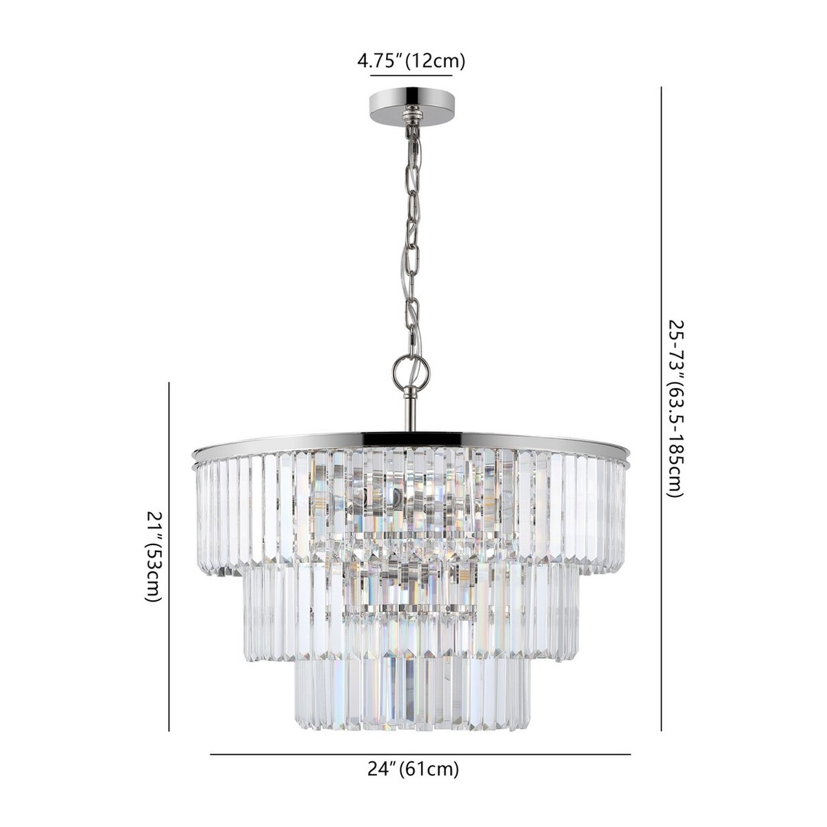 Karissa 3 Tier Chandelier - Nickle - Safavieh - Image 4