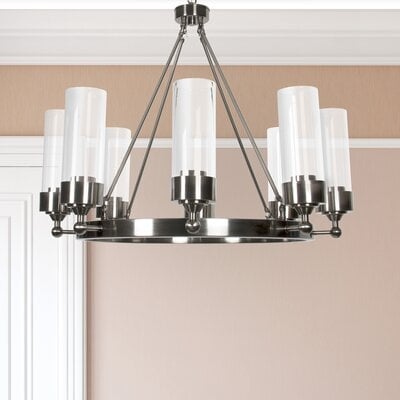 Jakyrian 8-Light Chandelier, Adjustable Ceiling Light, Gunmetal With Clear Glass - Image 0