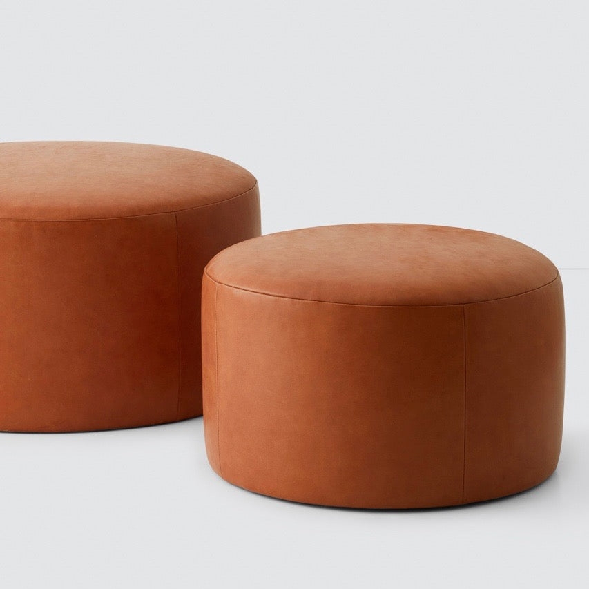 The Citizenry Torres Round Leather Ottoman | Large | Caramel - Image 0