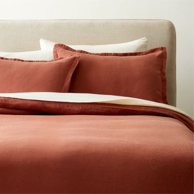 Linen Terracotta Full/Queen Duvet Cover - Image 0