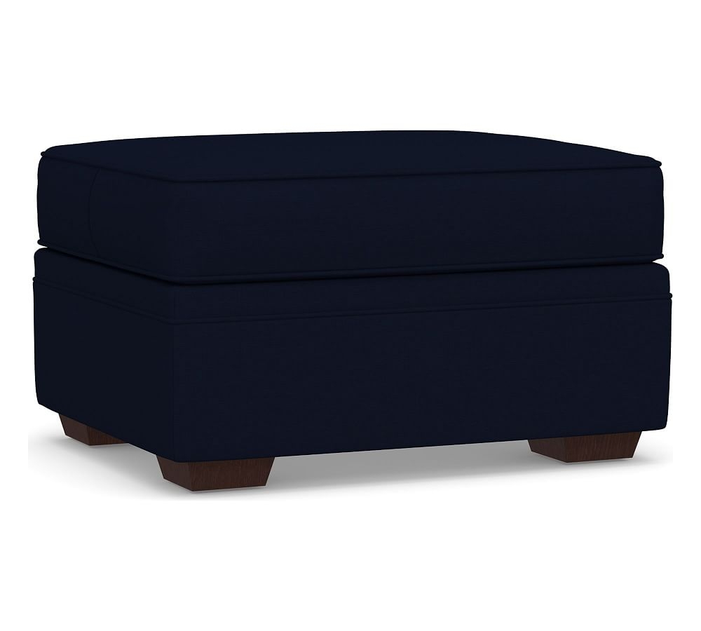 Pearce Upholstered Ottoman, Polyester Wrapped Cushions, Performance Everydaylinen(TM) Navy - Image 0