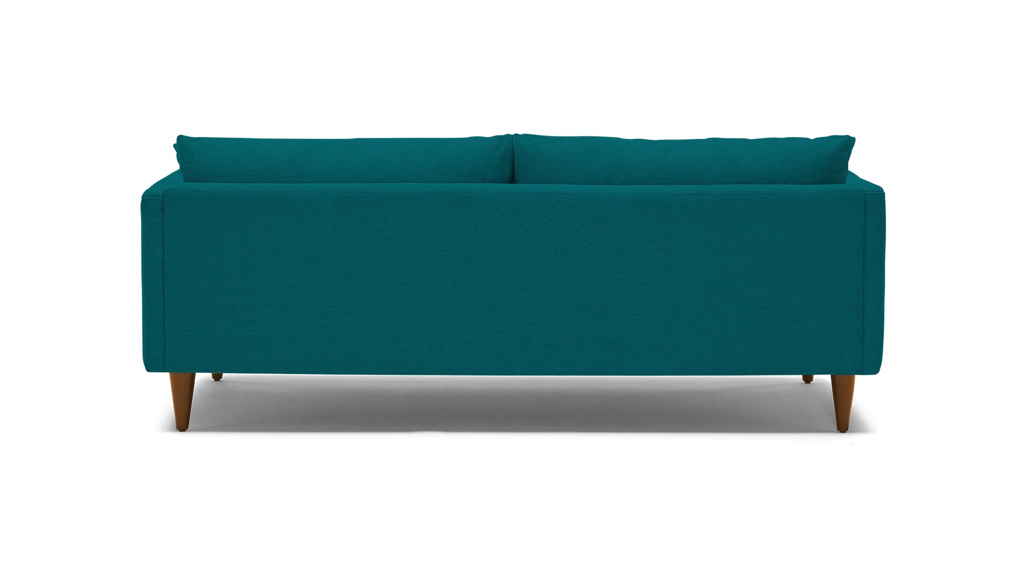 Blue Lewis Mid Century Modern Sofa - Lucky Turquoise - Mocha - Cone - Image 4