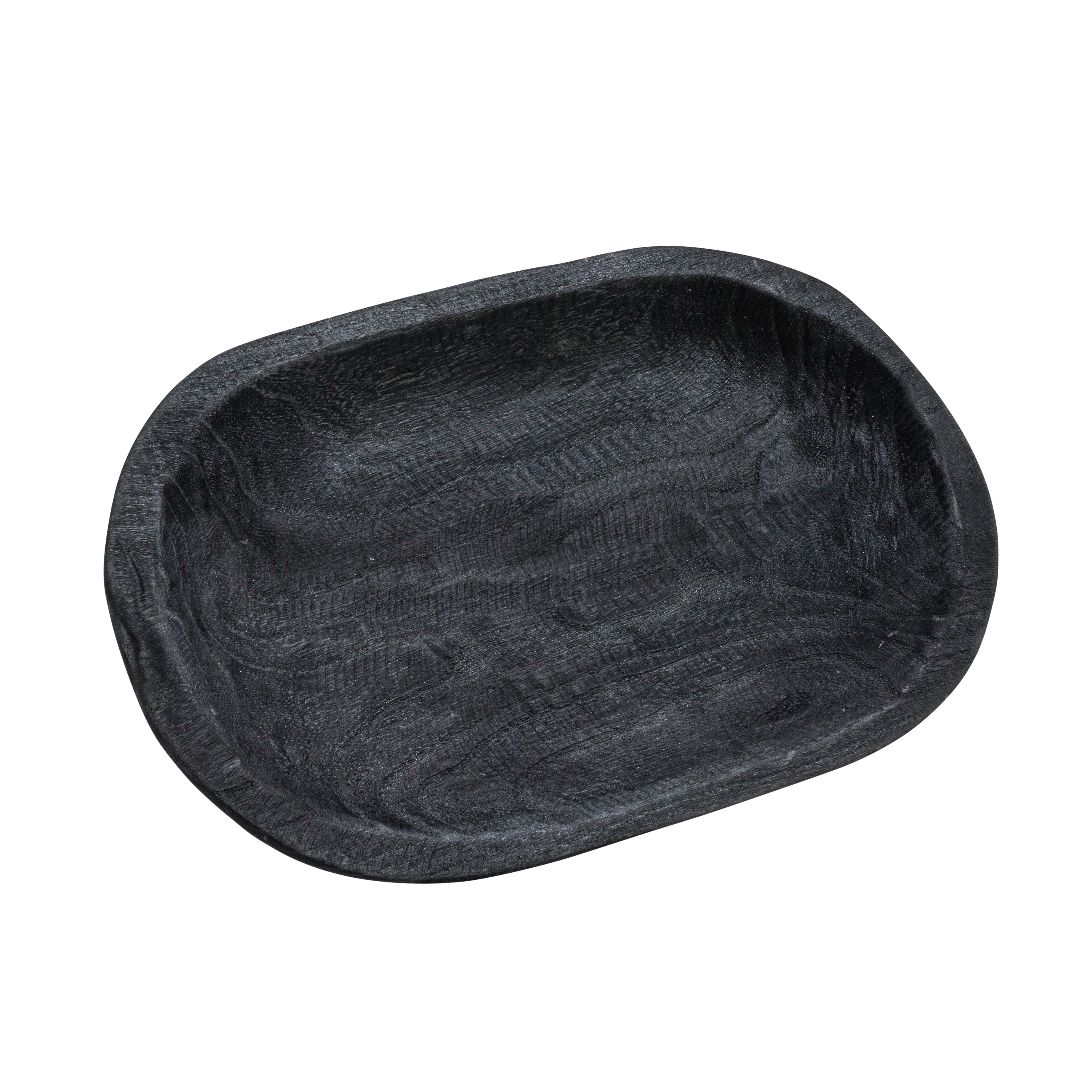 Hand-Carved Paulownia Wood Bowl, Black - Image 0