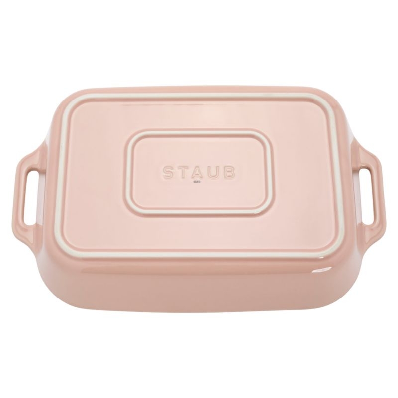 Staub Macaron Light Pink 3-Piece Rectangular Stoneware Baking Dish Set - Image 1