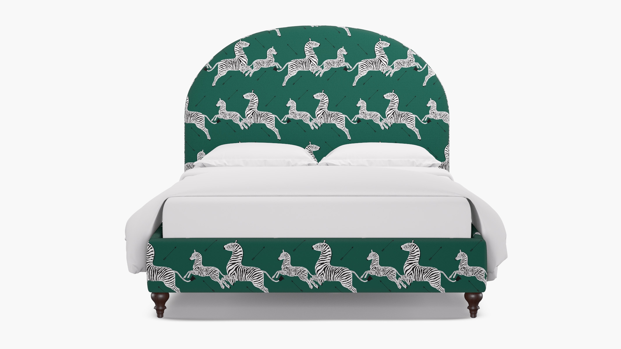 Demilune Bed, Emerald Zebra, Espresso Traditional Turned Leg, King - Image 0
