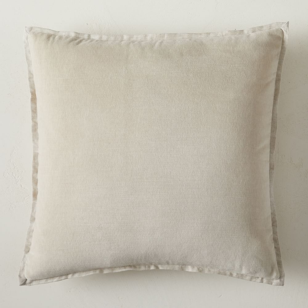 Classic Cotton Velvet Pillow Cover, 20"x20", Natural - Image 0