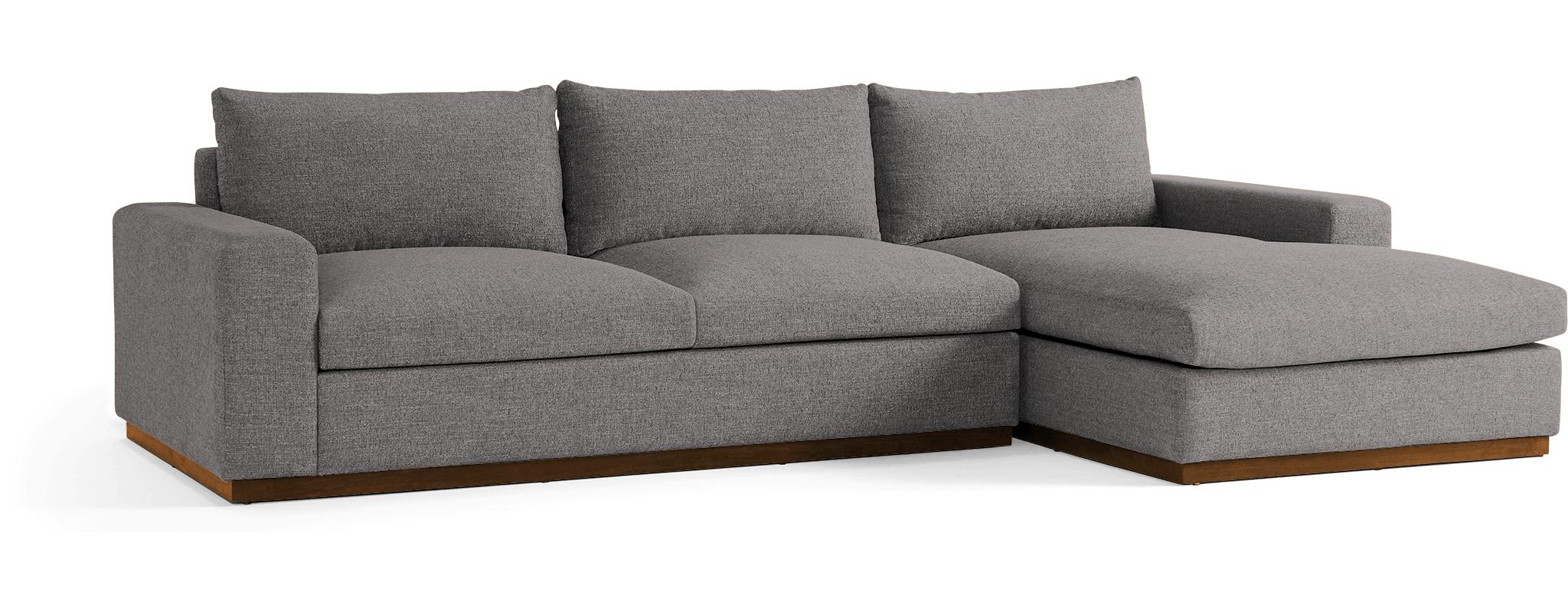 Gray Holt Mid Century Modern Sectional with Storage - Taylor Felt Grey - Mocha - Right - Image 3