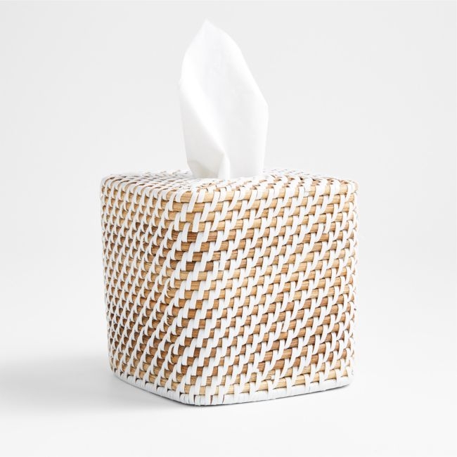 Sedona White Square Tissue Box Cover - Image 0