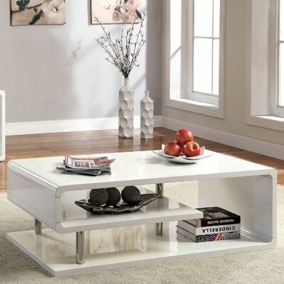 Lacquer And Metal Coffee Table In White And Chrome Finish - Image 0
