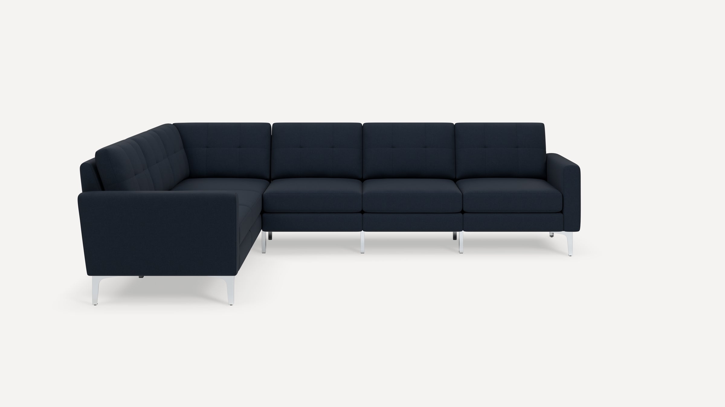 Nomad 6-Seat Corner Sectional - Navy Blue - Performance Flatweave / Chrome - Metal / Block - Image 0