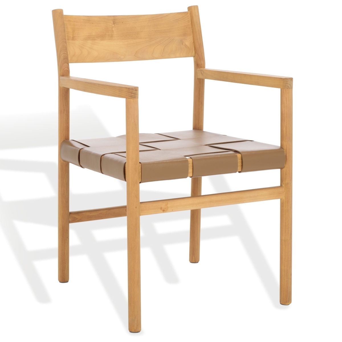 Devnie Woven Leather Dining Chair - Brown/Natural - Image 5