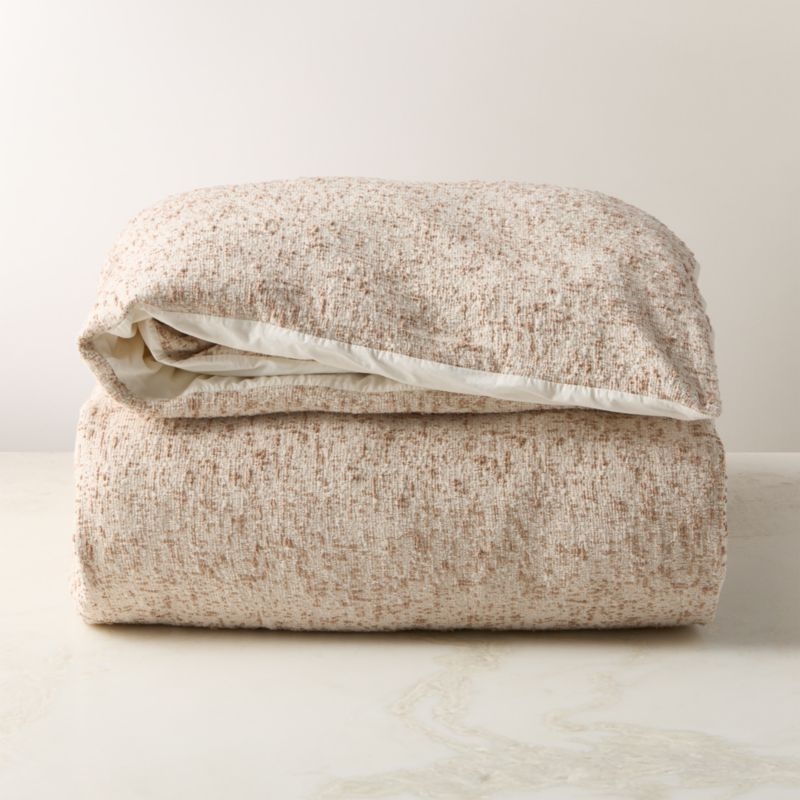 Lara Organic Cotton Light Brown Boucle King Duvet Cover - Image 1